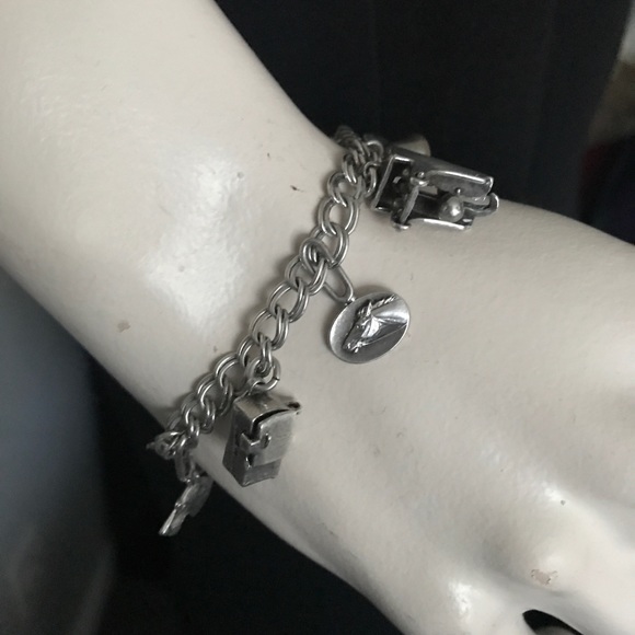 Vintage Jewelry - VINTAGE Charm Bracelet Kinetic Sterling Silver MOVING! dog show horse
